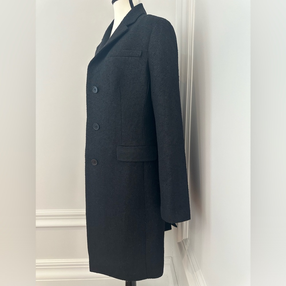 Talbots Black Elegant Wool Blend Shimmery Long Peacoat (Size 12) - Picture 3 of 9